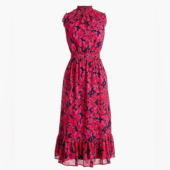 J. Crew Dresses & Skirts - J.Crew Sleeveless Smocked Top Floral Midi Dress Size 10